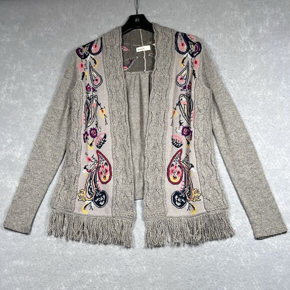 Anthropologie Sleeping on Snow Sweater XSmall Folklore Cardigan Embroidered Boho - Picture 1 of 15